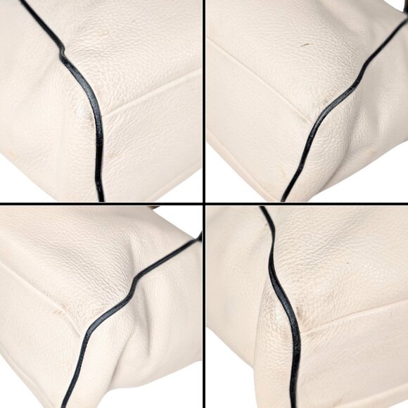 Coach Kelsey Crossbody Satchel White Chalk Pebbled Leather Black Trim F57488 - Picture 6 of 10